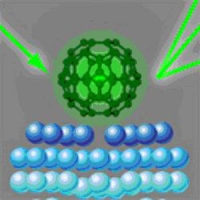 carbon buckyballs C60 molecules on a silver surface with electron diffraction